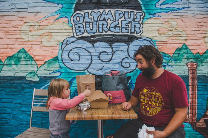 Each Big Backyard food tour includes an insulated backpack, as well as gift certificates to some of the Northumberland County's top food destinations, such as Olympus Burger in Port Hope. (Photo: Cultivate)