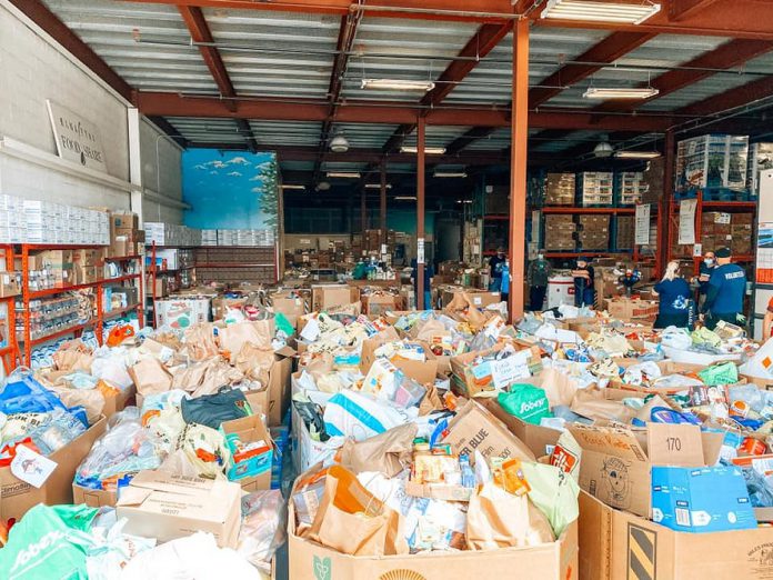 Some of the 50,000 pounds of food collected during the spring 2021 Porch Pirate food drive for Kawartha Food Share. The goal for this year's Halloween food drive is to collect another 50,000 pounds. (Photo: Kawartha Food Share)