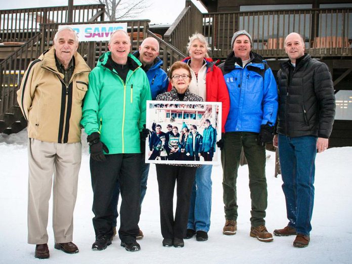 Bob Bishop (left) and Noreen Bishop (holding the circa-1970 family photo) founded Sir Sam's Ski and Ride in 1965. After 56 years, the Bishop family has sold the business to the Wilkinson family. (Photo: Sir Sam's Ski and Ride)