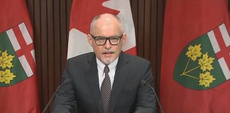 Dr. Kieran Moore, Ontario's chief medical officer of health, held a media conference on November 29, 2021, to provide details of the province's response to the first two confirmed cases of the Omicron COVID-19 variant in Canada. (kawarthaNOW screenshot of CPAC video)