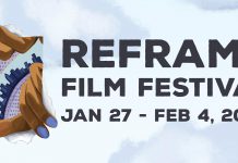 Peterborough's 18th annual ReFrame Film Festival, running from January 27 to February 4, 2022, will take place priamrily in a virtual format and will be available to audiences across Canada. Early bird virtual passes go on sale as of November 18, 2021. (Illustration: Casandra Lee / Design: SJ Graphics)