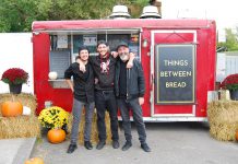 Things Between Bread, a food truck located in the parking lot of Olympus Burger in downtown Port Hope, is the brainchild of Eric Ashley-Harris, Rikki Mckenzie, and Shayne Traviss. Things Between Bread offers fresh made-to-order sandwiches using locally sourced ingredients. (Photo: April Potter / kawarthaNOW)