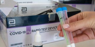 COVID-19 rapid test device kits produced by Abbott are shown at Humber River Hospital in Toronto in 2020. (Photo: Frank Gunn / The Canadian Press)