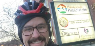 Dr. Thomas Piggott cycled to his first day of work as Peterborough's new medical officer of health at Peterborough Public Health in downtown Peterborough on December 1, 2021. (Photo: Dr. Thomas Piggott / Twitter)