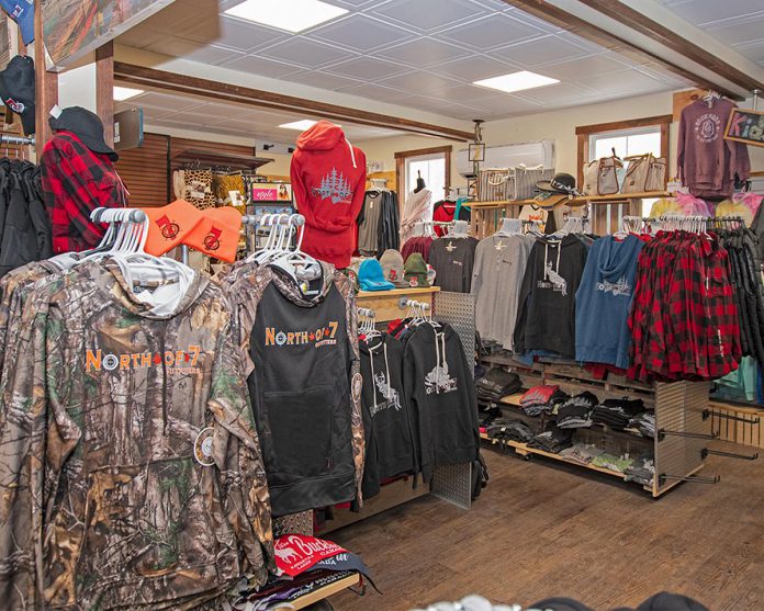 North of 7 Outfitters apparel is currently available at The Cottage in Havelock, The Lodge in Buckhorn (pictured), Minden Home Hardware, and Haliburton Home Hardware, as well as online. While the deadline for online orders in time for Christmas delivery has passed, you can visit any of the brick-and-mortar locations to find a locally made unique gift for the outdoors lover on your list.  (Photo courtesy of  North of 7 Outfitters)