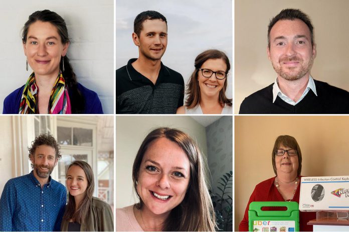 Six businesses operated by Caitlin Smith, Patrick and Deanna Leahy, Brad Carson, Bruno Merz and Dreda Blow, Angela McDonald, and Lynda Todd each received a $5,000 microgrant after participating in the fall 2021 intake of the Starter Company Plus program offered by the Peterborough & the Kawarthas Business Advisory Centre. (Photos courtesy of Peterborough & the Kawarthas Economic Development)