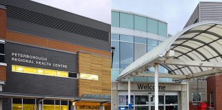 Peterborough Regional Health Centre is located at 1 Hospital Drive in Peterborough and Ross Memorial Hospital is located at 10 Angeline Street North in Lindsay. (Photos: PRHC and Ross Memorial Hospital)