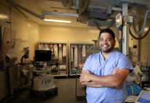Dr. Fady Abdelsayed is one of four interventional radiologists at Peterborough Regional Health Centre (PRHC), one of the busiest interventional radiology centres in Ontario outside of downtown Toronto. Each year, Dr. Abdelsayed and his colleagues perform almost 6,000 interventional radiology procedures, a minimally invasive treatment that can result in an overall reduction in recovery time with less trauma to the patient. (Photo: Michael Hurcomb)