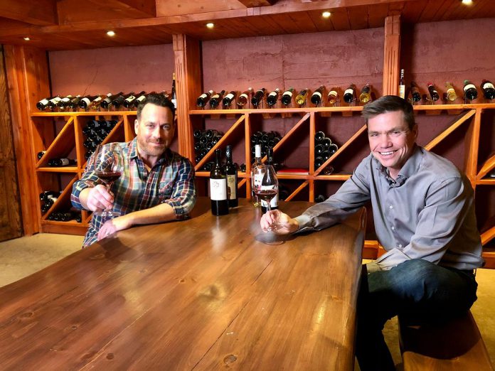 "Questionable Taste" host Ray Galletti with Greg Elmhirst in the Elmhirst's Resort wine cellar during a segement in episode four. Elmhirst's Resort also hosted the cast and guests during the COVID-safe shooting of the series. (Photo courtesy of Chad Maker)
