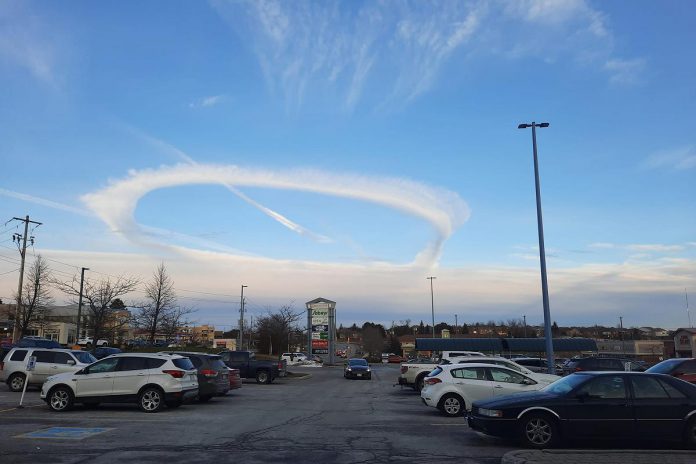 The unusual ring-shaped cloud as seen from the City of Peterborough on December 14, 2021. (Photo: Michael Morritt)