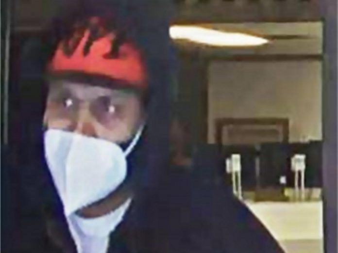 The suspect in an armed robbery of a downtown Peterborough bank on the morning of January 10, 2022. (Police-supplied photo)