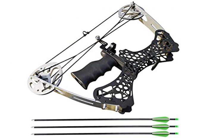 A compound bow with arrows. (Police-supplied photo)
