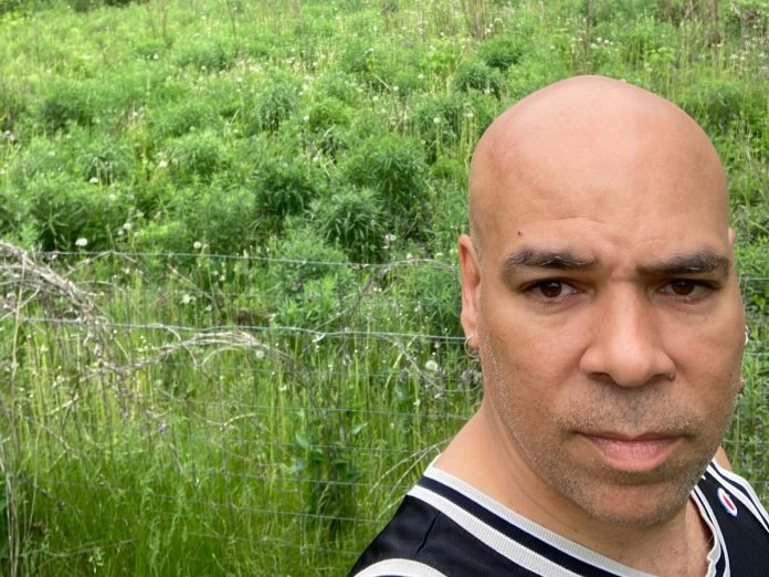 Actor, playwright, and singer-songwriter Beau Dixon shared this selfie from his backyard as he prepares to work on his co-op vegetable garden. (Photo: Beau Dixon)