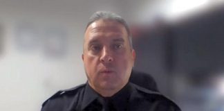 Inspector John Lyons of the Peterborough Police Service responds to media questions during a virtual Peterborough Public Health media briefing on January 27, 2022. (kawarthaNOW screenshot)