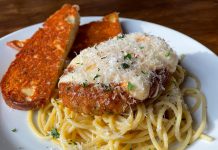 The plant-based chicken parmesan from Nateure's Plate in Peterborough. The restaurant is offering "care packages" with plant-based meat and cheese alternatives that people can use in their own kitchens at home. The first package features entirely plant-based alternatives for cheddar cheese, feta cheese, parmesan cheese, ground beef, and burger patties. (Photo: Nateure's Plate)