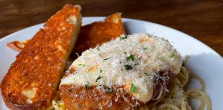 The plant-based chicken parmesan from Nateure's Plate in Peterborough. The restaurant is offering "care packages" with plant-based meat and cheese alternatives that people can use in their own kitchens at home. The first package features entirely plant-based alternatives for cheddar cheese, feta cheese, parmesan cheese, ground beef, and burger patties. (Photo: Nateure's Plate)