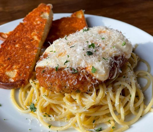 The plant-based chicken parmesan from Nateure's Plate in Peterborough. The restaurant is offering "care packages" with plant-based meat and cheese alternatives that people can use in their own kitchens at home. The first package features entirely plant-based alternatives for cheddar cheese, feta cheese, parmesan cheese, ground beef, and burger patties. (Photo: Nateure's Plate)
