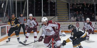 The Peterborough Petes previous home game against the Kingston Frontenacs was December 2, 2021. The January 8, 2022 game against the Frontenacs, which has been postponed due to COVID-19, would have been the Petes' first home game without spectators under the latest provincial public health restrictions. (Photo: Peterborough Petes)