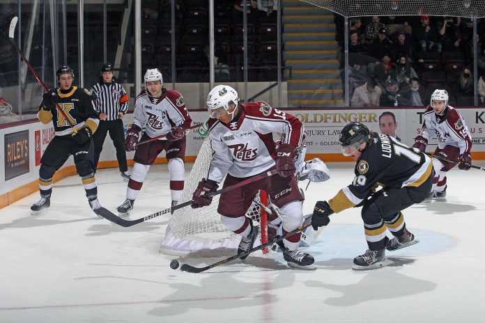 The Peterborough Petes previous home game against the Kingston Frontenacs was December 2, 2021. The January 8, 2022 game against the Frontenacs, which has been postponed due to COVID-19, would have been the Petes' first home game without spectators under the latest provincial public health restrictions. (Photo: Peterborough Petes)