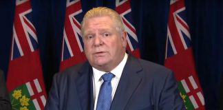 Ontario Premier Doug Ford announced a series of new public health retrictions and a delay to the return to in-person learning during a media conference at Queen's Park in Toronto on January 3, 2022. (kawarthaNOW screenshot of CPAC video)
