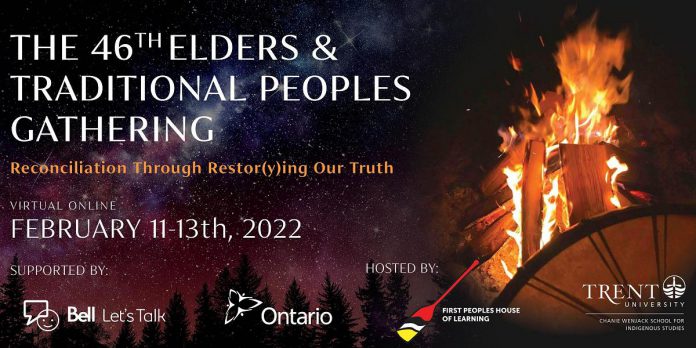 Admission to the virtual 46th Elders and Traditional Peoples Gathering is free and all are welcome, but advance registration is required. (Graphic courtesy of Trent University)