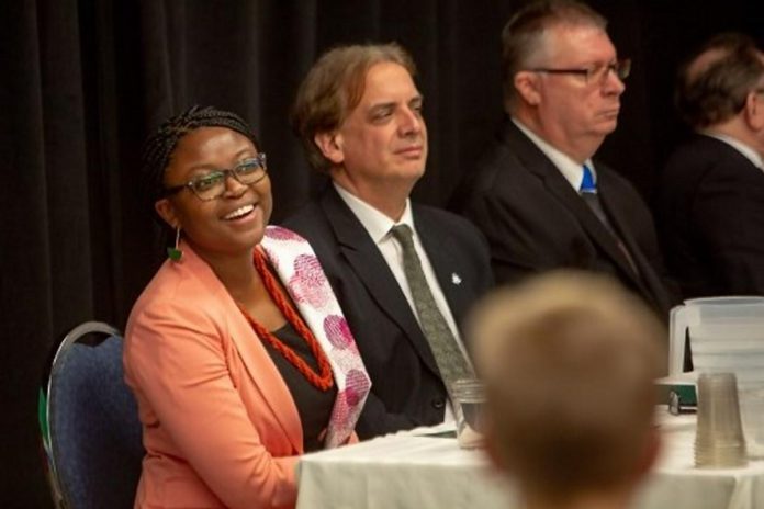 Kemi Akapo at the swearing-in ceremony of Peterborough city council in November 2018 after she was elected as Town Ward councillor. (Photo: City of Peterborough)