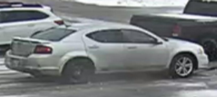 The two suspects were driving this silver Dodge Avenger in a theft from Foodland Ennismore in Selwyn Township on February 2, 2022.  (Police-supplied photo)