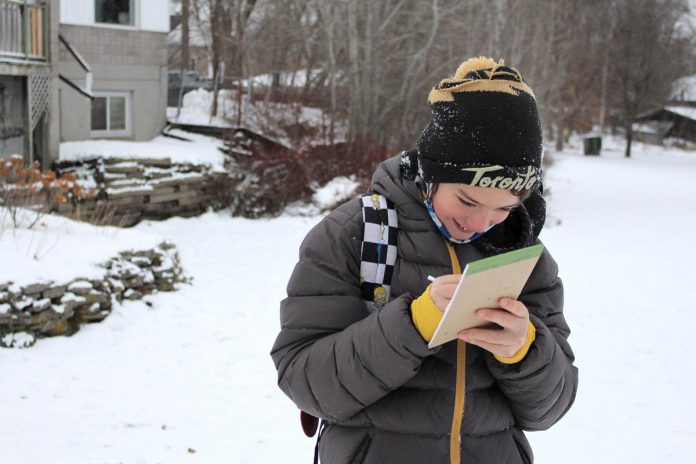 You can add some fun to your winter walk to school with a little "I Spy" bingo game. (Photo: Genevieve Ramage for GreenUP)