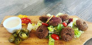The falafel platter at the recently opened Levantine Grill in downtown Peterborough. The new restaurant serves a variety of Mediterranean foods including shawarma, kebabs, pies, and salads, with signature dishes based on authentic family recipes from Syria. (Photo: Levantine Grill)