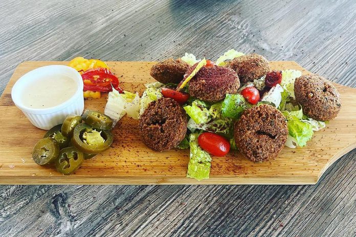 The falafel platter at the recently opened Levantine Grill in downtown Peterborough. The new restaurant serves a variety of Mediterranean foods including shawarma, kebabs, pies, and salads, with signature dishes based on authentic family recipes from Syria. (Photo: Levantine Grill)
