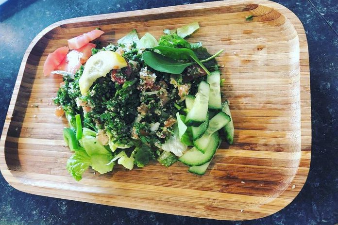The tabbouleh salad at Levantine Grill in downtown Peterborough. Tabbouleh is a Levantine salad made mostly of finely chopped parsley, with tomatoes, mint, onion, bulgur, and seasoned with olive oil, lemon juice, salt, and sweet pepper. (Photo:  Levantine Grill)