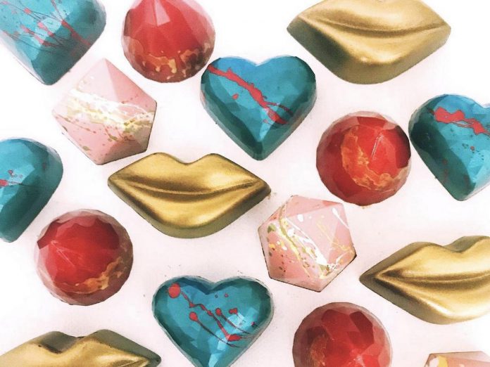 Centre & Main Chocolate Co.'s February bonbon collection offers exciting new flavours, including a banoffee ganache, a saffron limoncello and passionfruit bonbon, a cherry whisky and dark chocolate ganache, and a hojica and coconut caramel. (Photo: Centre & Main Chocolate Co.)