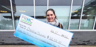 Peterborough resident Christina Dicosmo won the Peterborough Regional Health Centre Foundation's 50/50 lottery's grand prize of $42,472.50 on February 17, 2022, and chose the $2,000 cash bonus prize, making her total winnings $44,472.50. (Photo courtesy of PRHC Foundation)