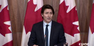 Prime Minister Justin Trudeau announced the federal government is revoking the use of the Emergencies Act during a media conference on February 23, 2022. (kawarthaNOW screenshot of CPAC video)