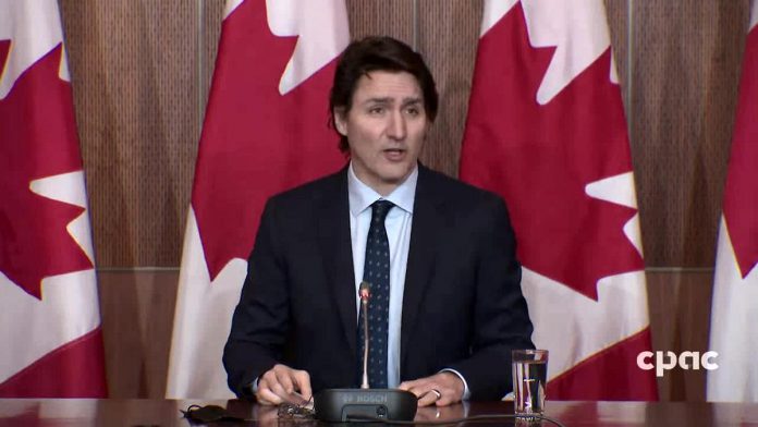 Prime Minister Justin Trudeau announced the federal government is revoking the use of the Emergencies Act during a media conference on February 23, 2022. (kawarthaNOW screenshot of CPAC video)