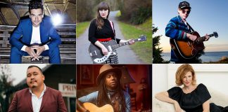 Michael Kaeshammer, Suzie Undgerleider, Joel Plaskett, William Prince, Julian Taylor, and Natalie MacMaster are among more than 70 artists performing during an open-air summer festival at Westben near Campbellford in July 2022. (kawarthaNOW collage of supplied photos)