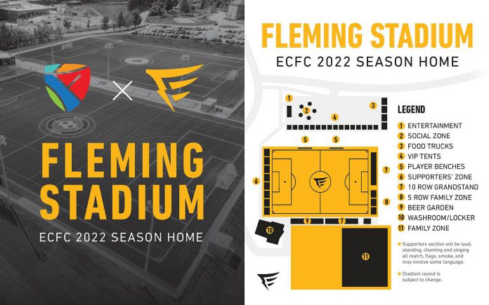 The Fleming Sports Complex will be transformed into a Fleming Stadium for Electric City FC's home games. (Graphics: Electric City FC)