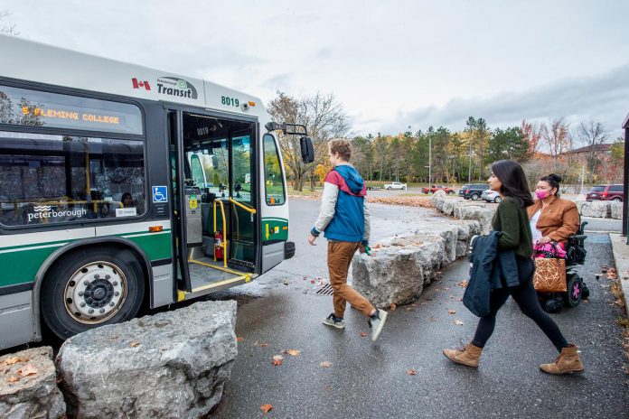 Introducing children and youth to public transit is a way to encourage a healthier lifestyle. Studies show that using public transit contributes to approximately a third of a child's recommended daily physical activity. After all, transit trips often begin and end with a walk to or from a bus stop. (Photo: Vicky Paradisis / Peterborough Transit)