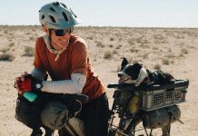 Peterborough native John Freeman, 51, and his dog Mira (known as "Mira La Perra" on social media), bike around 100 kilometres a day through all kinds of terrain and weather. Together they're planning to visit all seven continents by bike over the next six years, taking brief breaks in between trips to return home to Alberta. (Photo: John Freeman / Instagram)