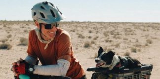 Peterborough native John Freeman, 51, and his dog Mira (known as "Mira La Perra" on social media), bike around 100 kilometres a day through all kinds of terrain and weather. Together they're planning to visit all seven continents by bike over the next six years, taking brief breaks in between trips to return home to Alberta. (Photo: John Freeman / Instagram)