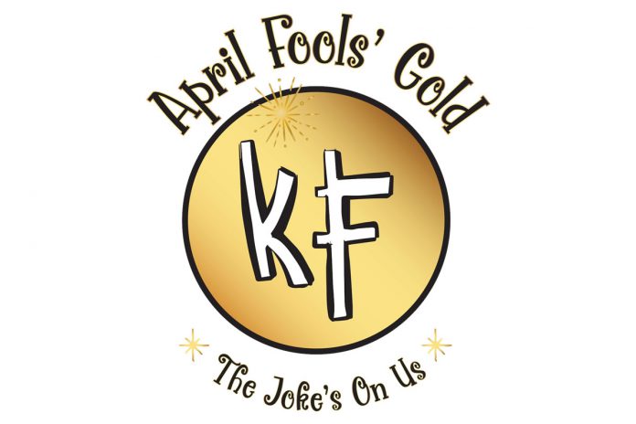 "April Fools' Gold - The Joke's On Us" on April 1, 2022 is klusterfork's first in-person improv comedy show at the Market Hall in Peterborough since the pandemic began. (Graphic courtesy of klusterfork)