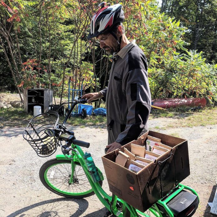 In season, Rebel Elixir Coffee makes some deliveries by bike to reduce the carbon footprint of the roastery. (Photo: Rebel Elixir Coffee)