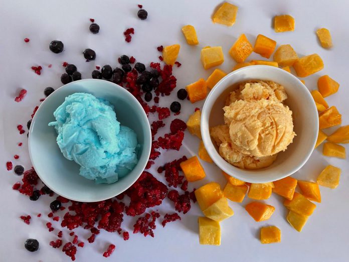 Central Smith Creamery has reformulated their sorbets for 2022 and introduced two new flavours: blue raspberry and peach. (Photo: Central Smith Creamery)
