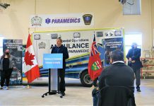 Peterborough-Kawartha MPP Dave Smith announced $367,480 in provincial funding for the "Moving Beyond Addiction" pilot project for mental health and addictions in Peterborough area at the Peterborough City-County Paramedics administrative office on March 4, 2022. (Photo: Office of MPP Dave Smith)