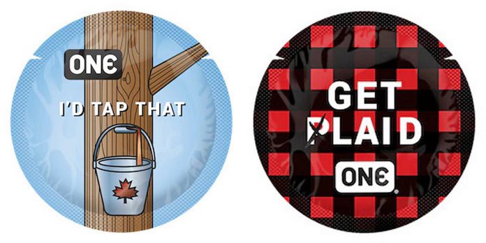 In 2017, Peterborough graphic designer Emma Scott took home the grand prize as well as a runner-up prize from ONE Condoms for these Canadian-themed condom wrapper designs. (Photos: ONE Condoms)