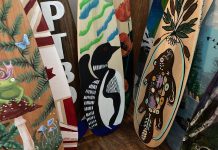 First launched in 2021, the painted paddle outdoor art exhibit returns to downtown Peterborough from March 4 to 30, 2022. The donated paddles will be auctioned off online to raise funds for the Downtown Green Team, a DBIA partnership with the One City Employment Program that will create two seasonal horticultural positions for people experiencing barriers to traditional employment. (Photo courtesy of Peterborough DBIA)