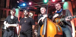 The Weber Brothers Band (Emily Burgess, Marcus Browne, Ryan Weber, and Sam Weber) is one of 17 musical acts performing on two stages at Showplace Performance Centre over five hours on March 20, 2022 during the "Peterborough Performs 2.0: Musicians United To End Homelessness" fundraiser for United Way Peterborough & District. (Photo: Linda Tough / RMS Events)