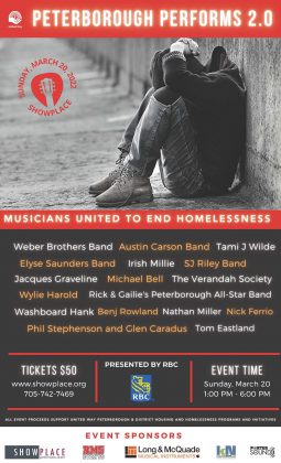 All proceeds from "Peterborough Performs 2.0: Musicians United To End Homelessness" on March 20, 2022 will support for the United Way Peterborough & District's housing and homelessness programs and initiatives. (Poster: United Way Peterborough & District)