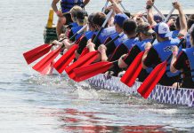 Peterborough's Dragon Boat Festival will return to race on Little Lake at Del Crary Park on June 11, 2022 after two years without an in-person event due to the pandemic. (Photo: Linda McIlwain / kawarthaNOW)
