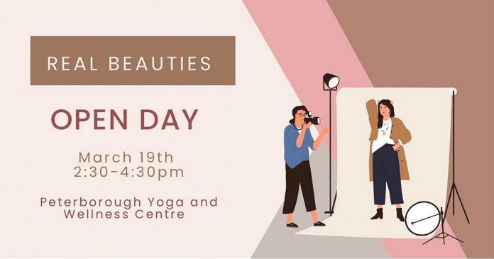 The "Real Beauties" event at Peterborough Yoga Wellness Centre on March 19, 2022 is a free photo shoot for women of all shapes and sizes. (Graphic: Rosie and Faith)